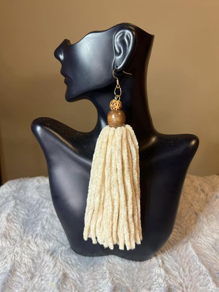 Beaded Tassel Beige